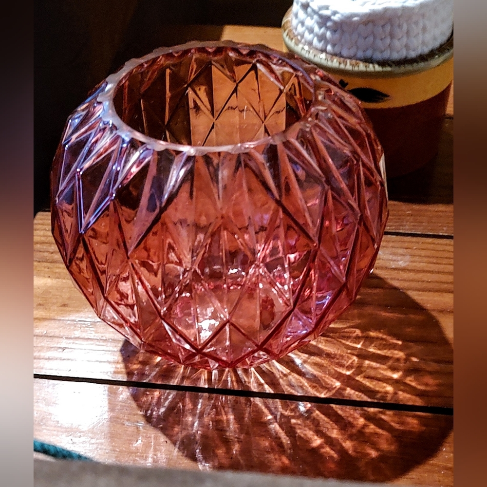 Cranberry Diamond Cut Vase.